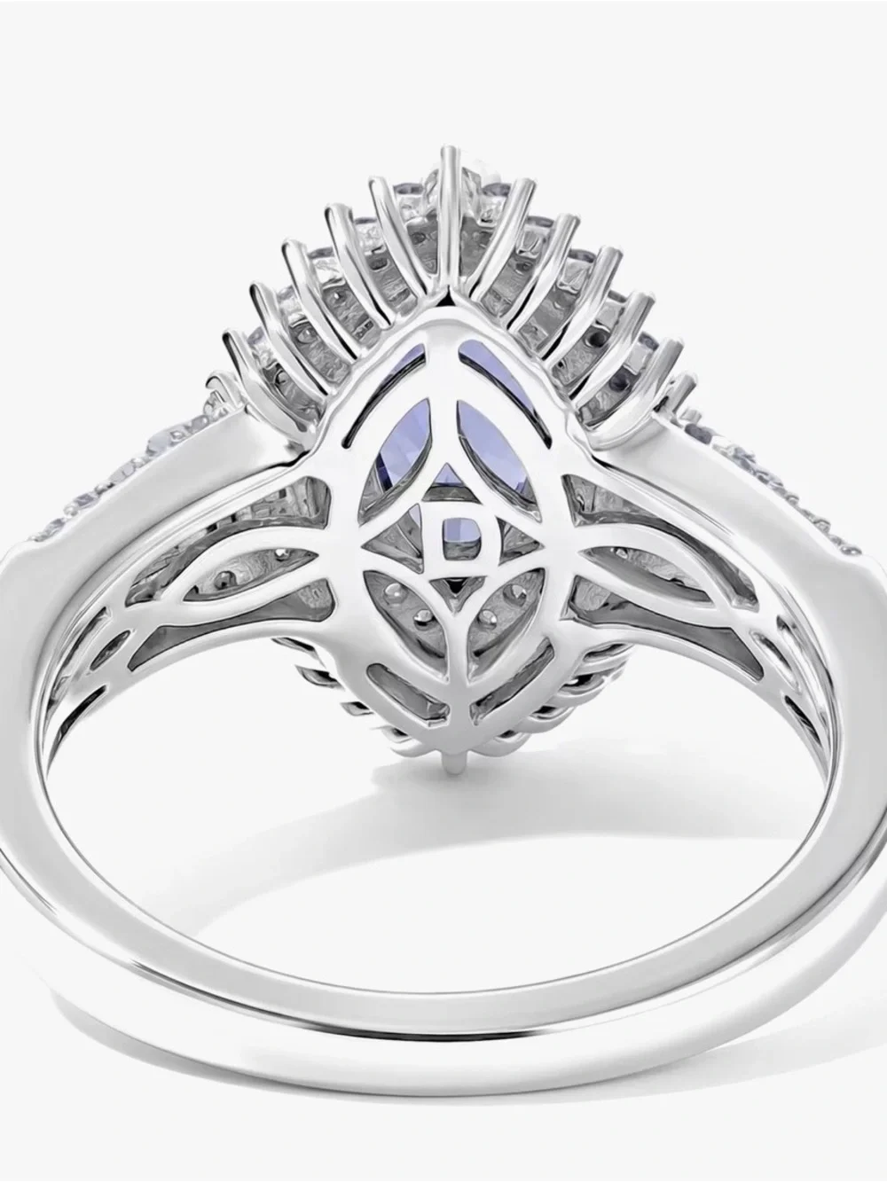 D'Joy Women’s Tanzanite/Diamond 1.50 ctw Halo Ring Sterling Silver Size 6 New